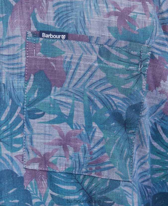 Dunford Short Sleeve Summer Shirt Barbour Men R08LB6330 Clothing Chambray Blue