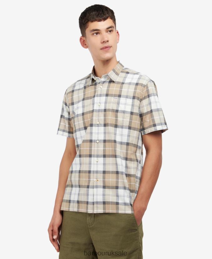 Gordon Short Sleeve Tailored Shirt Barbour Men R08LB6442 Clothing Amble Sand Tartan