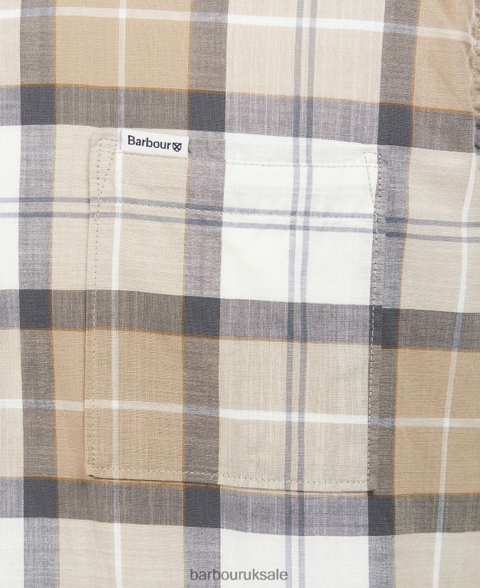 Gordon Short Sleeve Tailored Shirt Barbour Men R08LB6442 Clothing Amble Sand Tartan