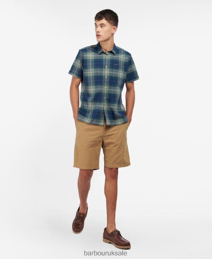 Gordon Short Sleeve Tailored Shirt Barbour Men R08LB6445 Clothing Amble Sand Tartan