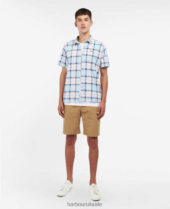 Gordon Short Sleeve Tailored Shirt Barbour Men R08LB6448 Clothing Amble Sand Tartan