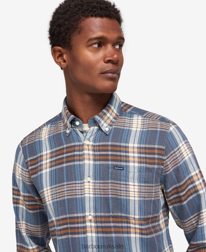 Laneskin Tailored Shirt Barbour Men R08LB6516 Clothing Mid Blue