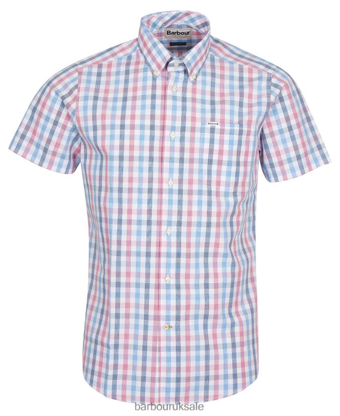Longstone Short Sleeve Tailored Barbour Men R08LB6412 Clothing Sky Blue