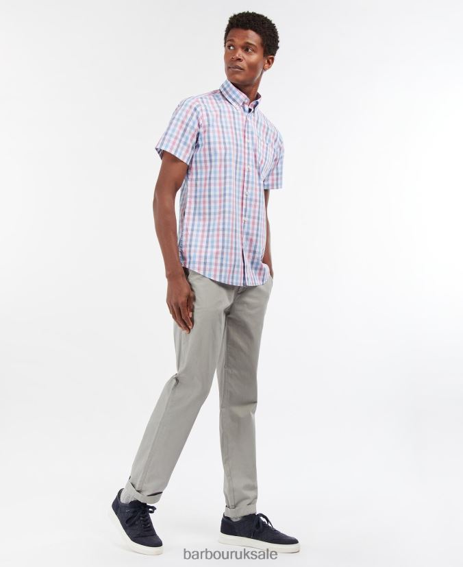 Longstone Short Sleeve Tailored Barbour Men R08LB6412 Clothing Sky Blue