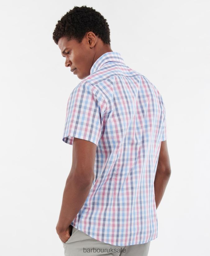 Longstone Short Sleeve Tailored Barbour Men R08LB6412 Clothing Sky Blue
