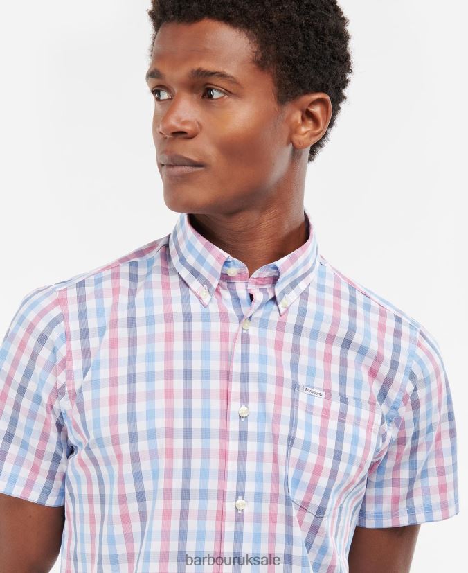 Longstone Short Sleeve Tailored Barbour Men R08LB6412 Clothing Sky Blue
