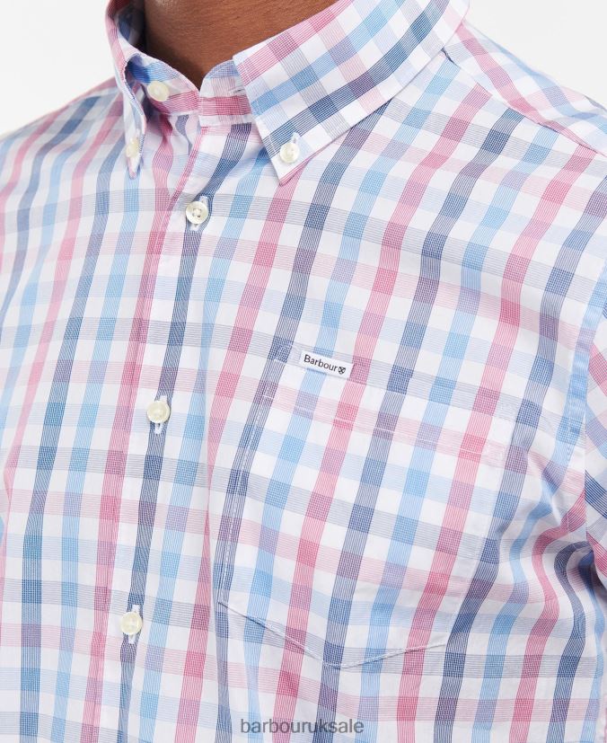 Longstone Short Sleeve Tailored Barbour Men R08LB6412 Clothing Sky Blue