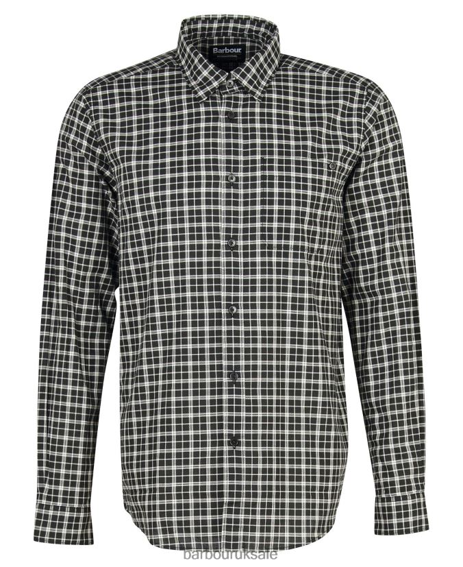 McCloud Checked Shirt Barbour Men R08LB6451 Clothing Black/Whisper White