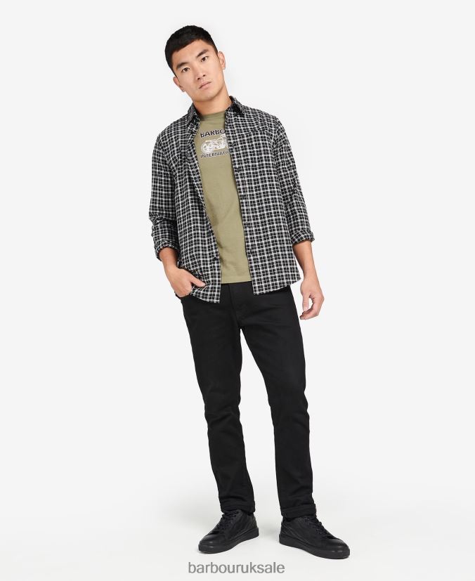 McCloud Checked Shirt Barbour Men R08LB6451 Clothing Black/Whisper White