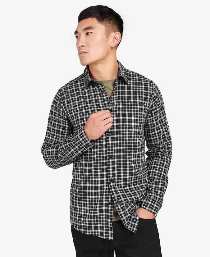 McCloud Checked Shirt Barbour Men R08LB6451 Clothing Black/Whisper White