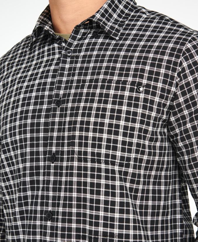 McCloud Checked Shirt Barbour Men R08LB6451 Clothing Black/Whisper White