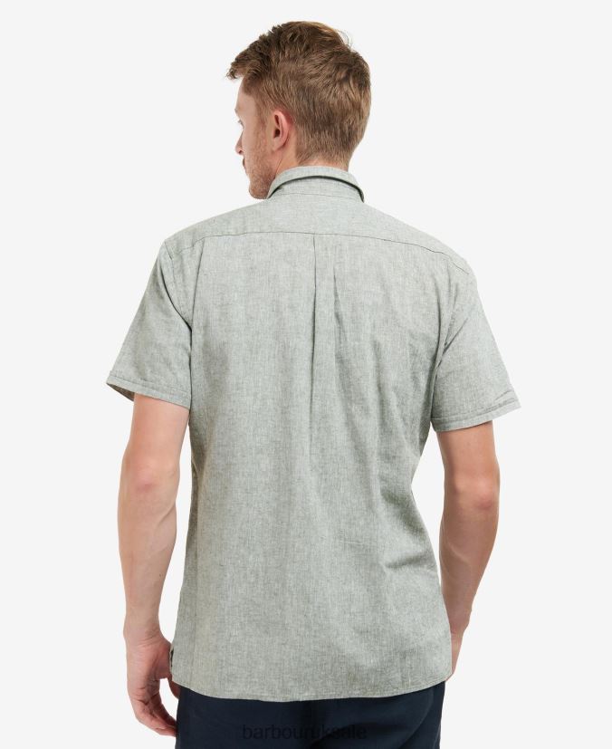 Nelson Short Sleeve Summer Shirt Barbour Men R08LB6291 Clothing Bleached Olive