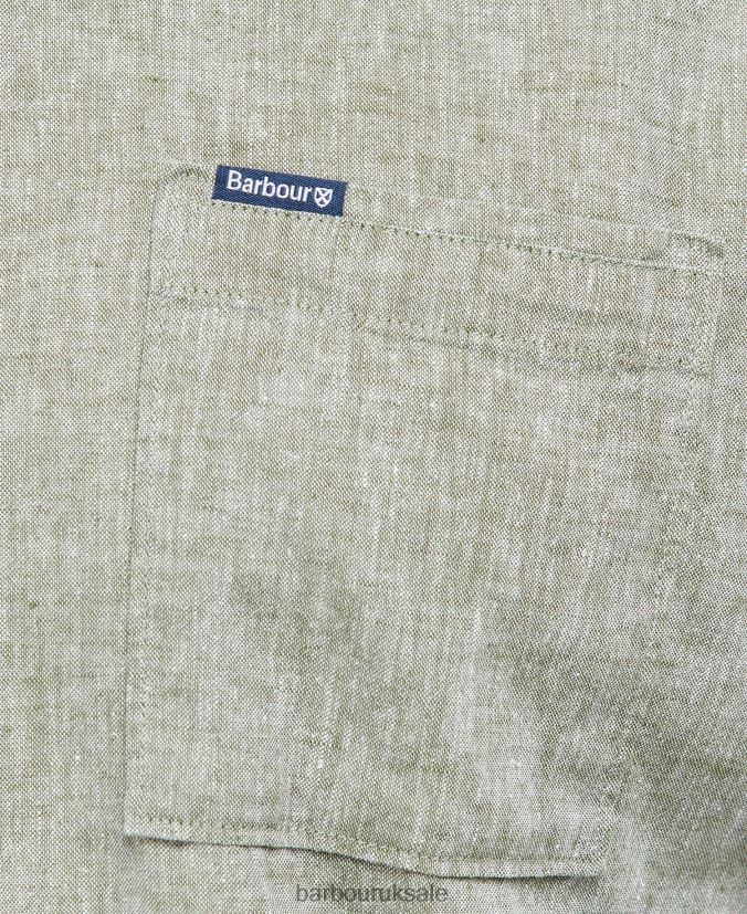 Nelson Short Sleeve Summer Shirt Barbour Men R08LB6291 Clothing Bleached Olive