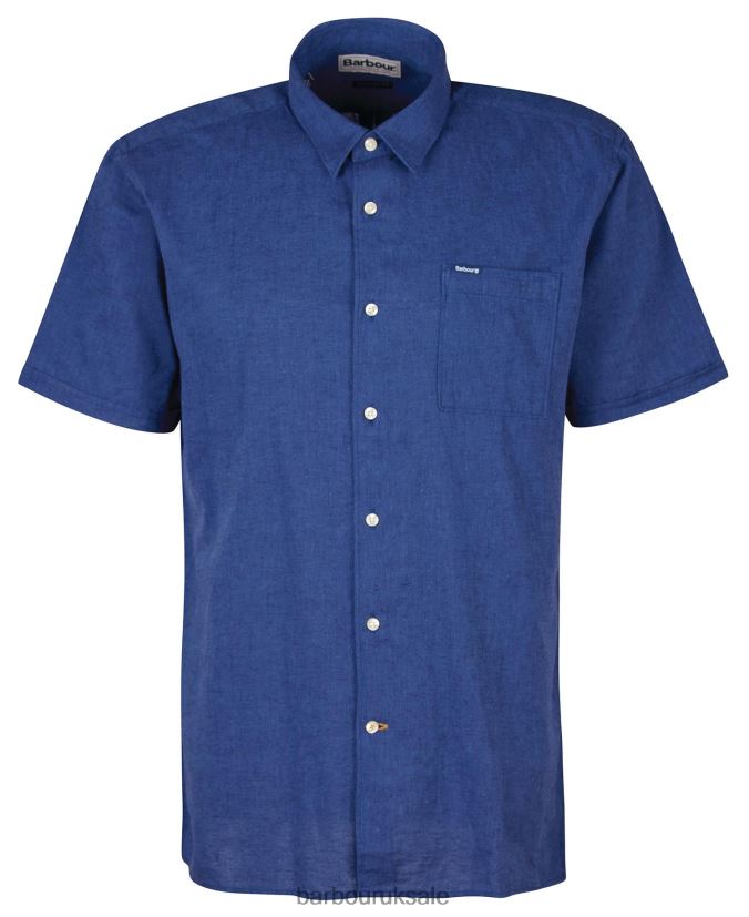 Nelson Short Sleeve Summer Shirt Barbour Men R08LB6295 Clothing Bleached Olive