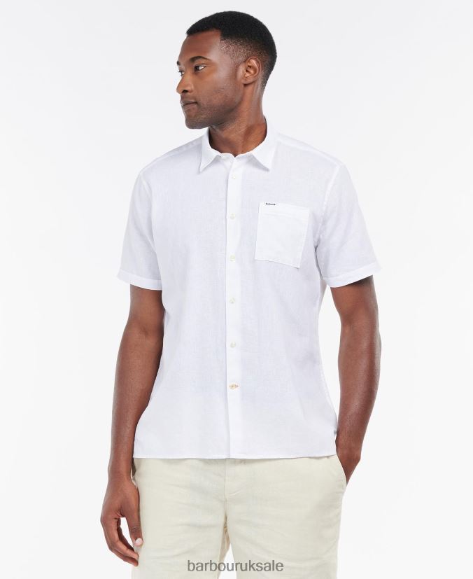 Nelson Short Sleeve Summer Shirt Barbour Men R08LB6325 Clothing White