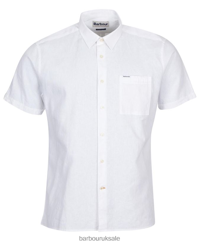 Nelson Short Sleeve Summer Shirt Barbour Men R08LB6325 Clothing White
