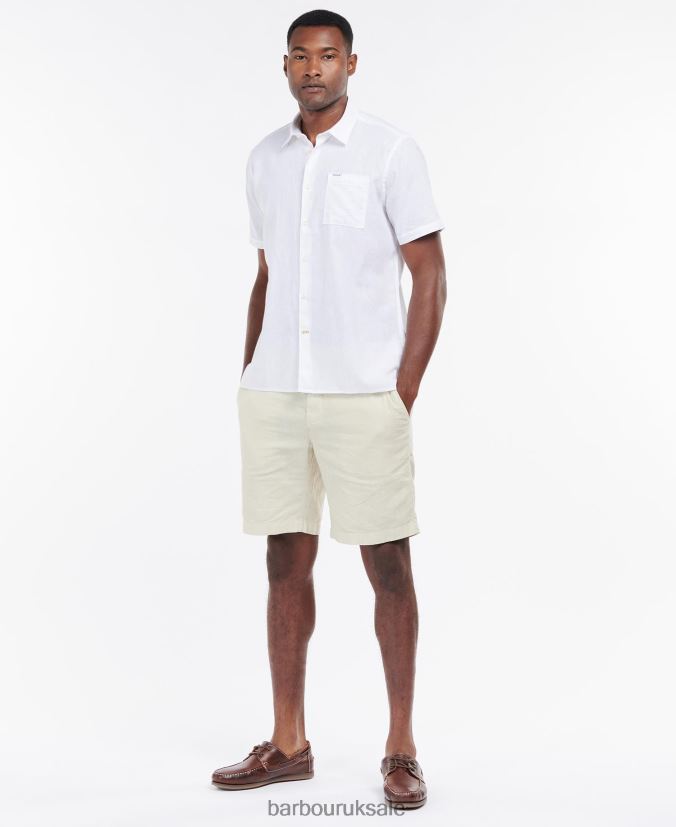 Nelson Short Sleeve Summer Shirt Barbour Men R08LB6325 Clothing White