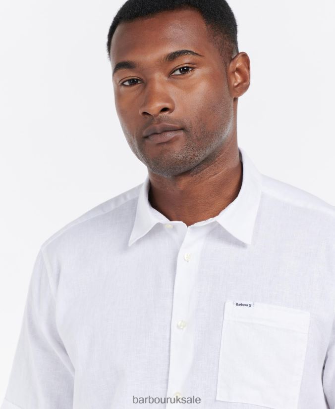 Nelson Short Sleeve Summer Shirt Barbour Men R08LB6325 Clothing White