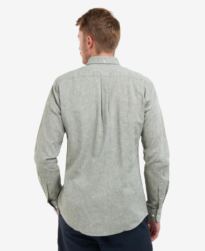 Nelson Tailored Shirt Barbour Men R08LB6299 Clothing Bleached Olive