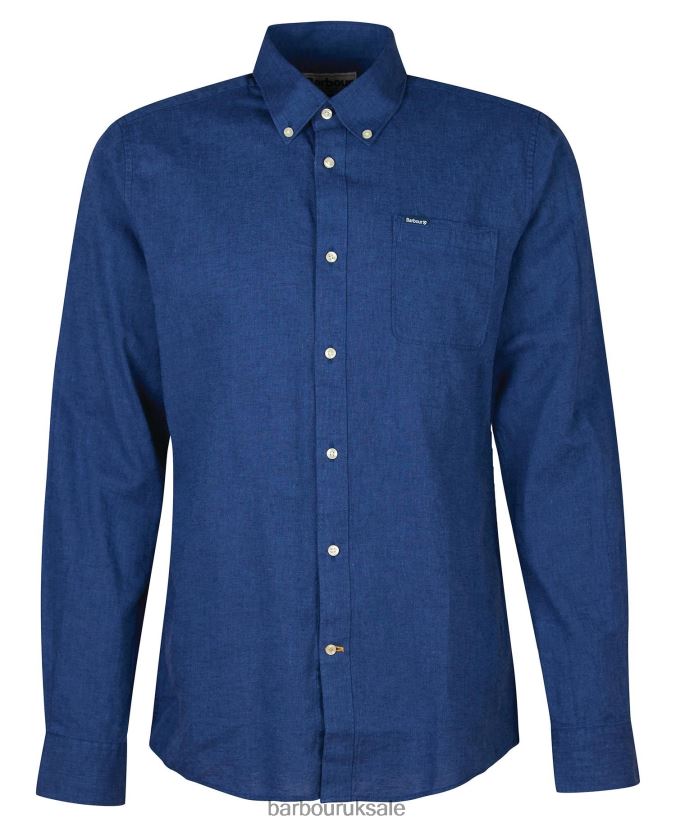 Nelson Tailored Shirt Barbour Men R08LB6358 Clothing Bleached Olive
