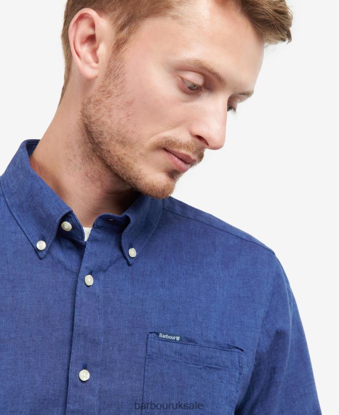 Nelson Tailored Shirt Barbour Men R08LB6358 Clothing Bleached Olive