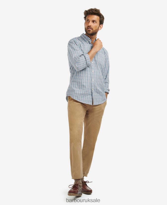 Otterburn Regular Checked Shirt Barbour Men R08LB6414 Clothing Mid Blue