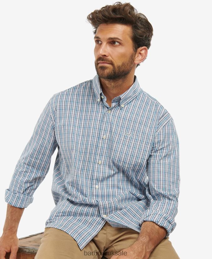 Otterburn Regular Checked Shirt Barbour Men R08LB6414 Clothing Mid Blue