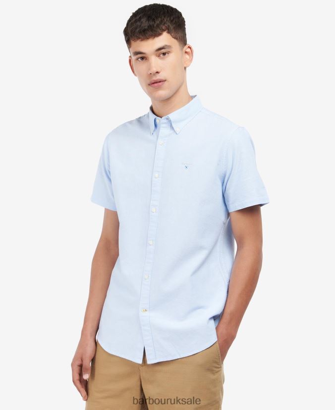 Oxford Short Sleeve Tailored Shirt Barbour Men R08LB6324 Clothing Sky