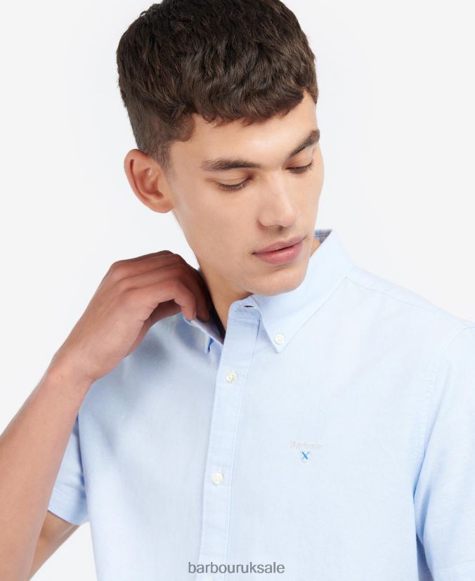 Oxford Short Sleeve Tailored Shirt Barbour Men R08LB6324 Clothing Sky