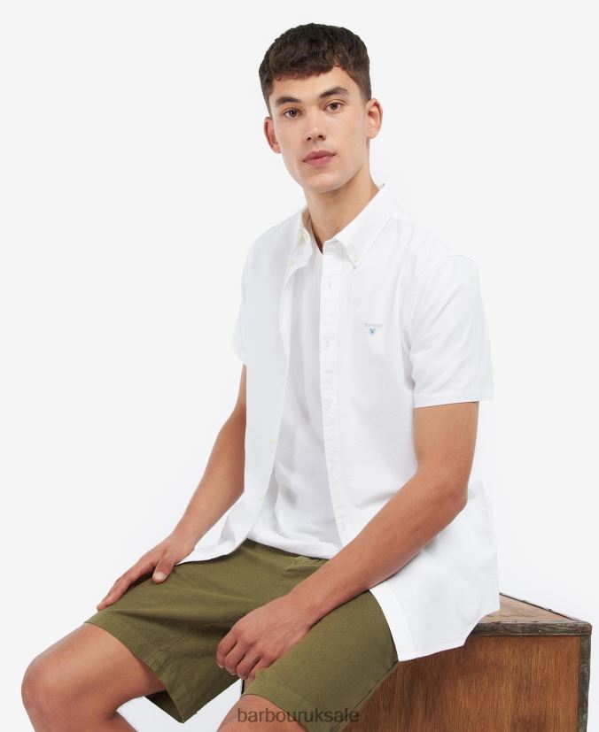 Oxford Short Sleeve Tailored Shirt Barbour Men R08LB6346 Clothing Sky