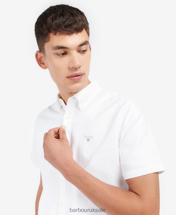 Oxford Short Sleeve Tailored Shirt Barbour Men R08LB6346 Clothing Sky