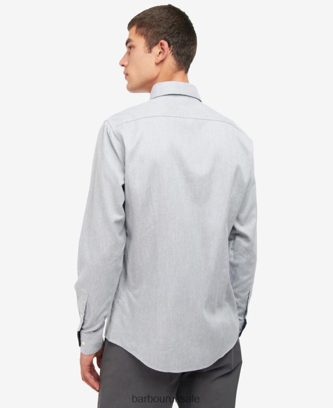 Seaham Tailored Shirt Barbour Men R08LB6506 Clothing Grey Marl