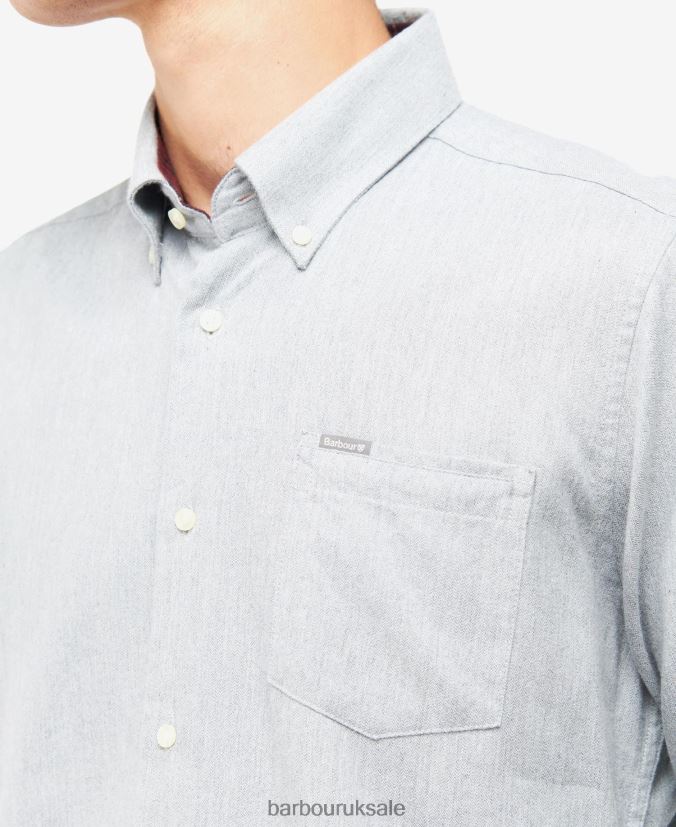 Seaham Tailored Shirt Barbour Men R08LB6506 Clothing Grey Marl