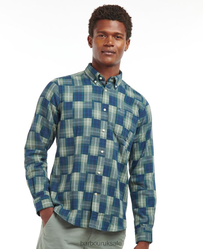 Tartan Patch Tailored Shirt Barbour Men R08LB6459 Clothing Amble Sand