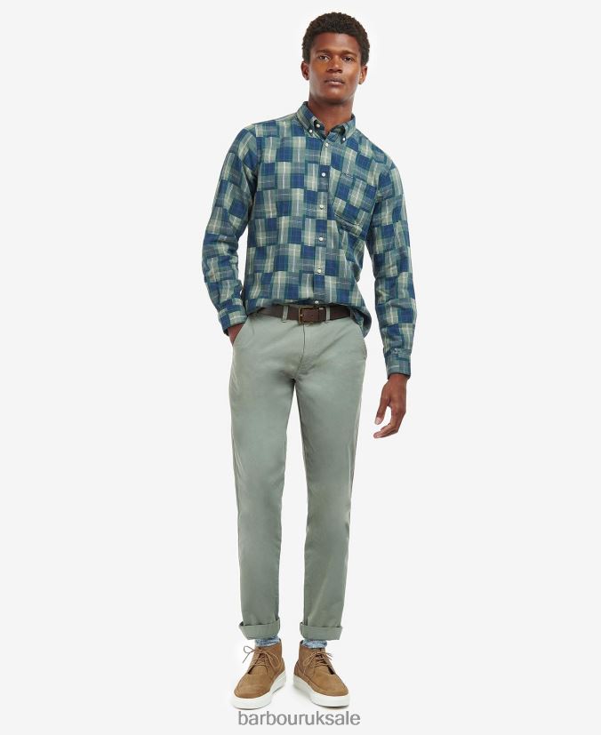 Tartan Patch Tailored Shirt Barbour Men R08LB6459 Clothing Amble Sand