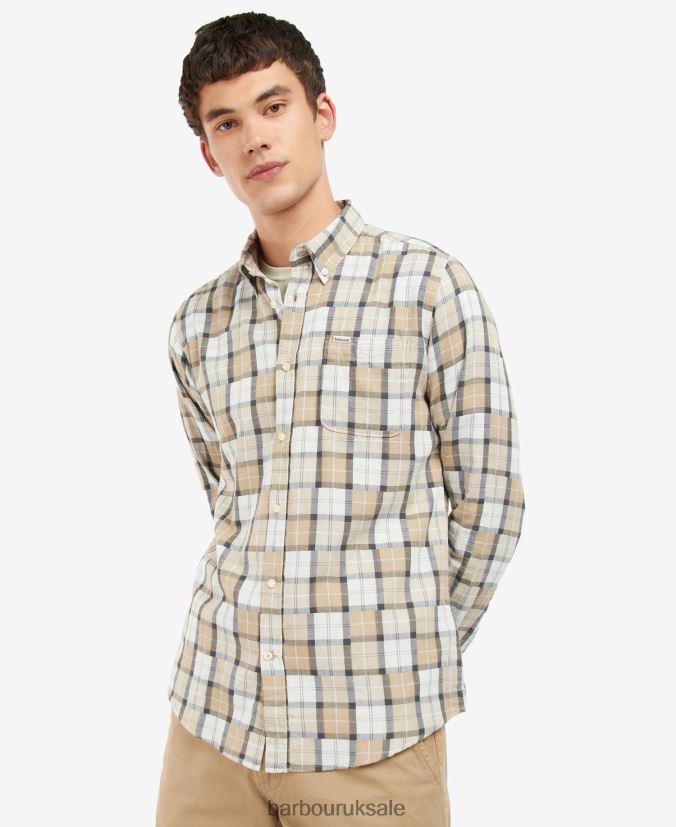 Tartan Patch Tailored Shirt Barbour Men R08LB6480 Clothing Amble Sand