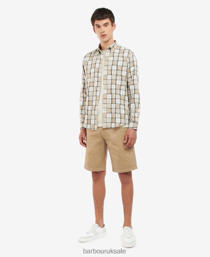 Tartan Patch Tailored Shirt Barbour Men R08LB6480 Clothing Amble Sand