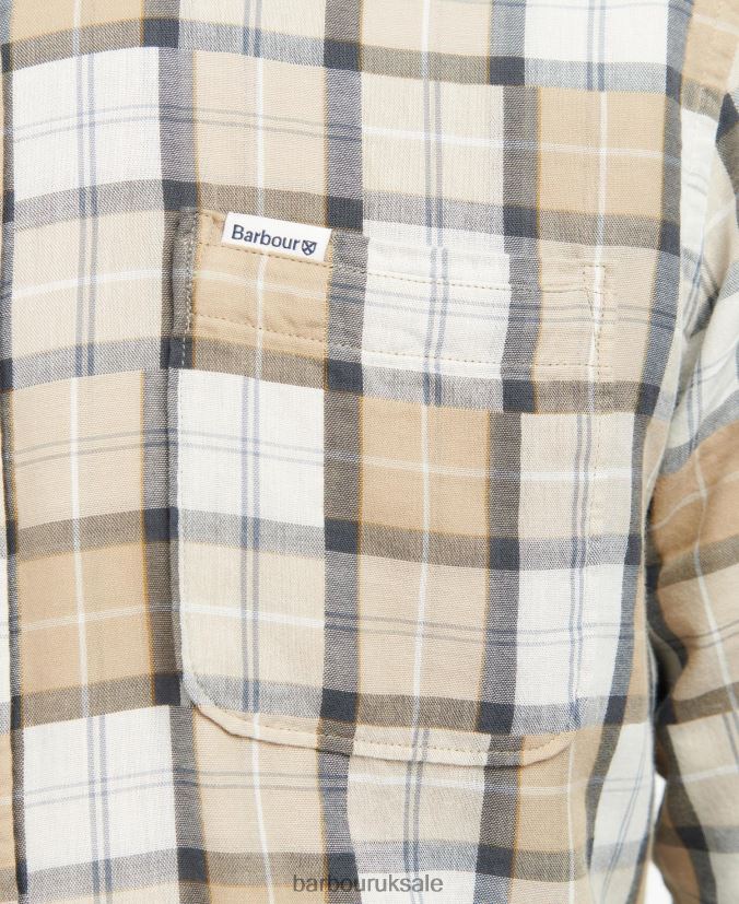 Tartan Patch Tailored Shirt Barbour Men R08LB6480 Clothing Amble Sand