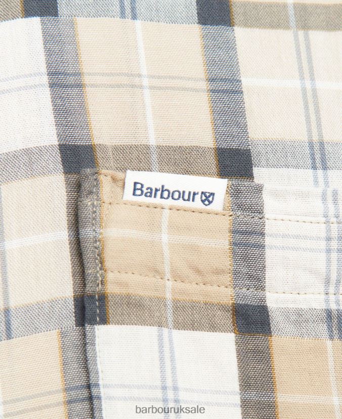 Tartan Patch Tailored Shirt Barbour Men R08LB6480 Clothing Amble Sand