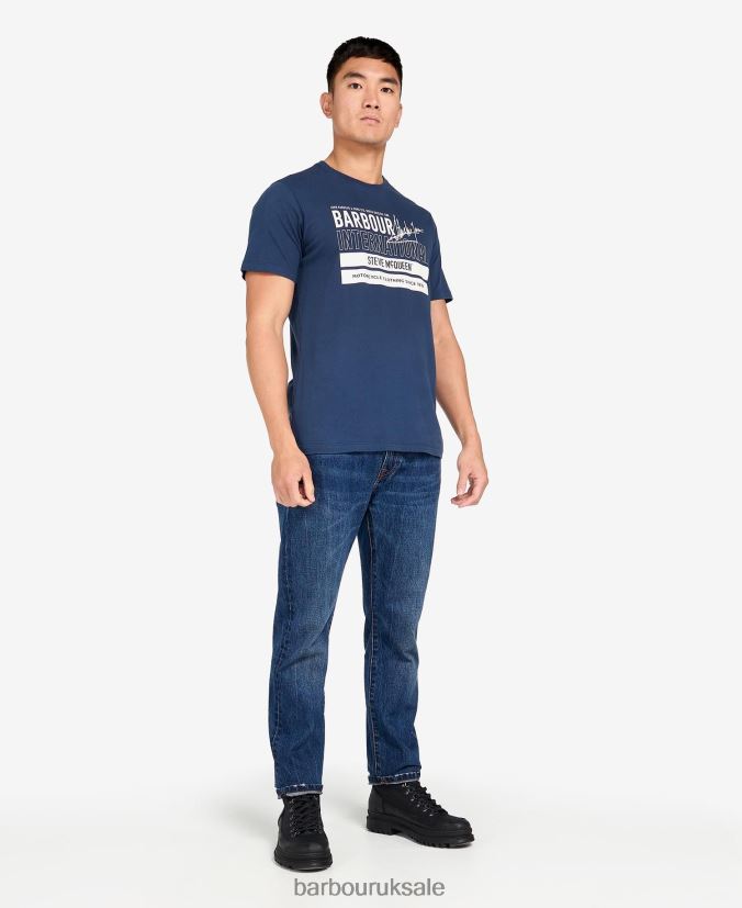 Barry Graphic T-Shirt Barbour Men R08LB6914 Clothing Insignia Blue