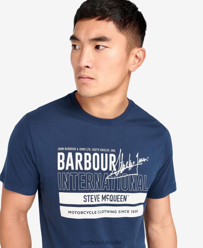Barry Graphic T-Shirt Barbour Men R08LB6914 Clothing Insignia Blue