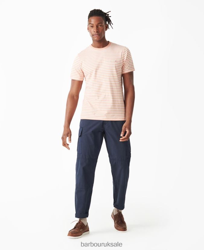Bilting Stripe T-Shirt Barbour Men R08LB6957 Clothing Faded Orange