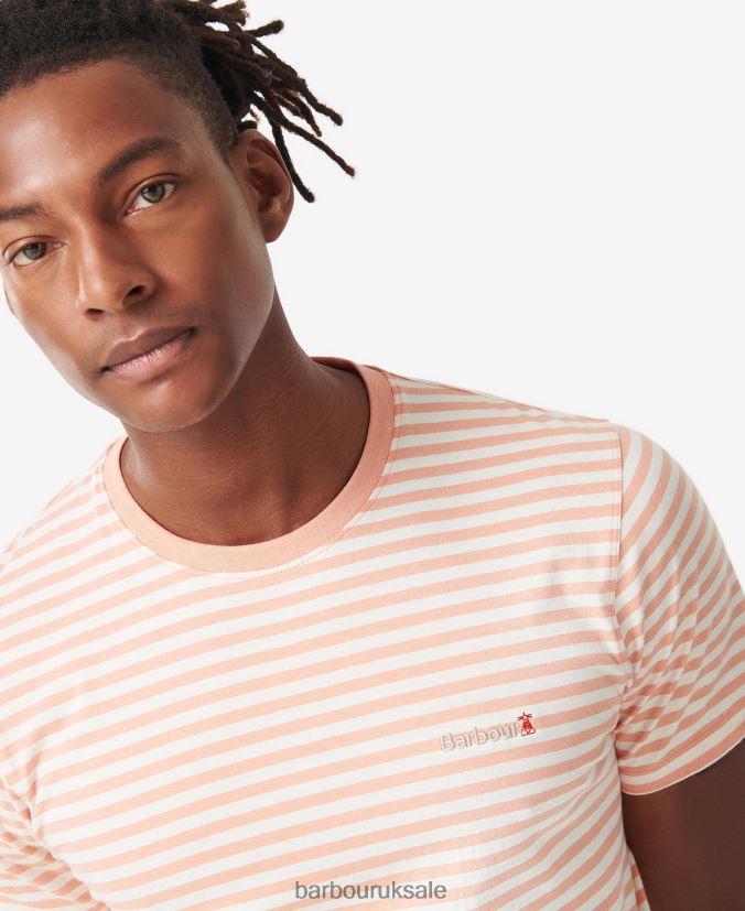 Bilting Stripe T-Shirt Barbour Men R08LB6957 Clothing Faded Orange