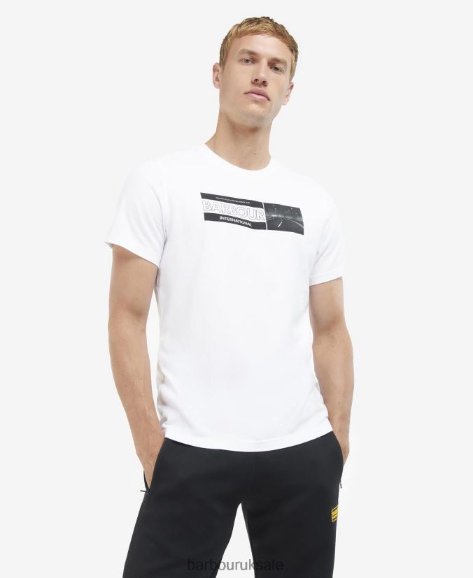 Bracket Graphic-Print T-Shirt Barbour Men R08LB6917 Clothing Classic White