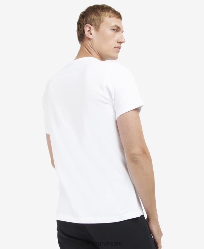 Bracket Graphic-Print T-Shirt Barbour Men R08LB6917 Clothing Classic White
