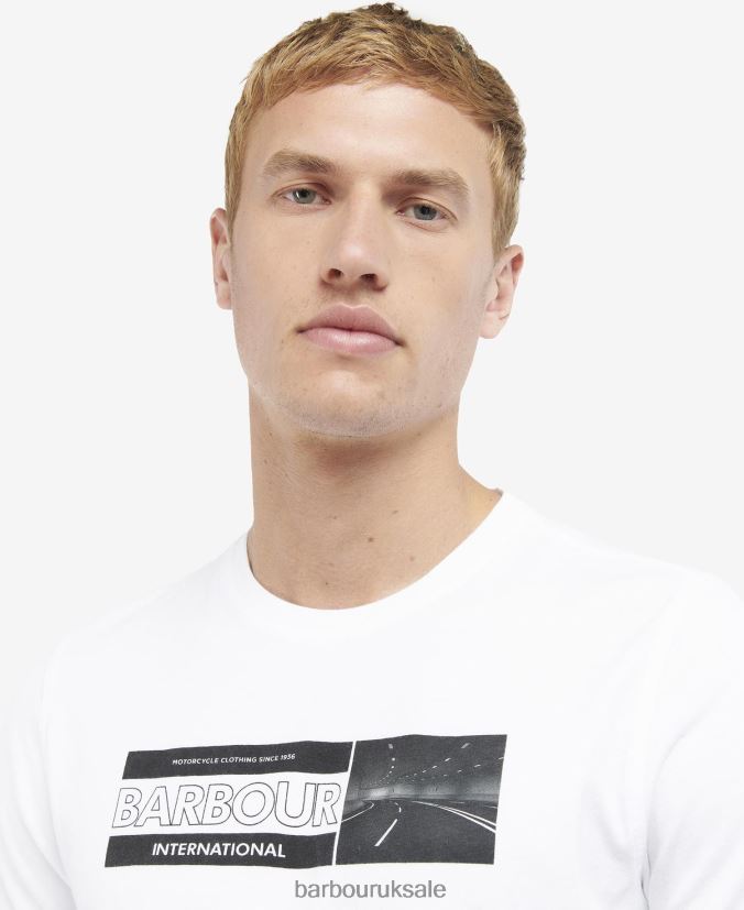 Bracket Graphic-Print T-Shirt Barbour Men R08LB6917 Clothing Classic White