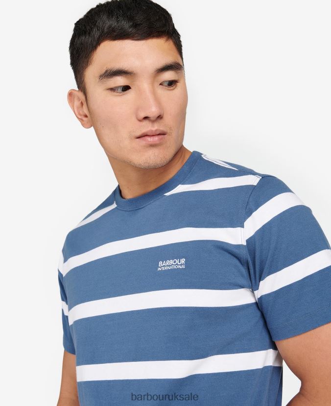 Cobain Striped T-Shirt Barbour Men R08LB6912 Clothing Blue Horizon