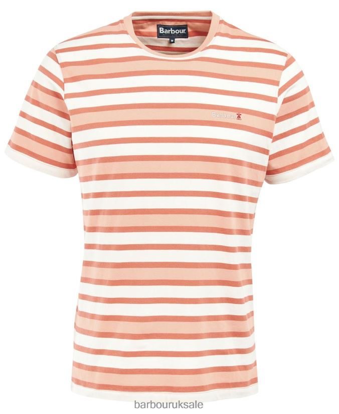 Crundale Stripe T-Shirt Barbour Men R08LB6795 Clothing Faded Orange