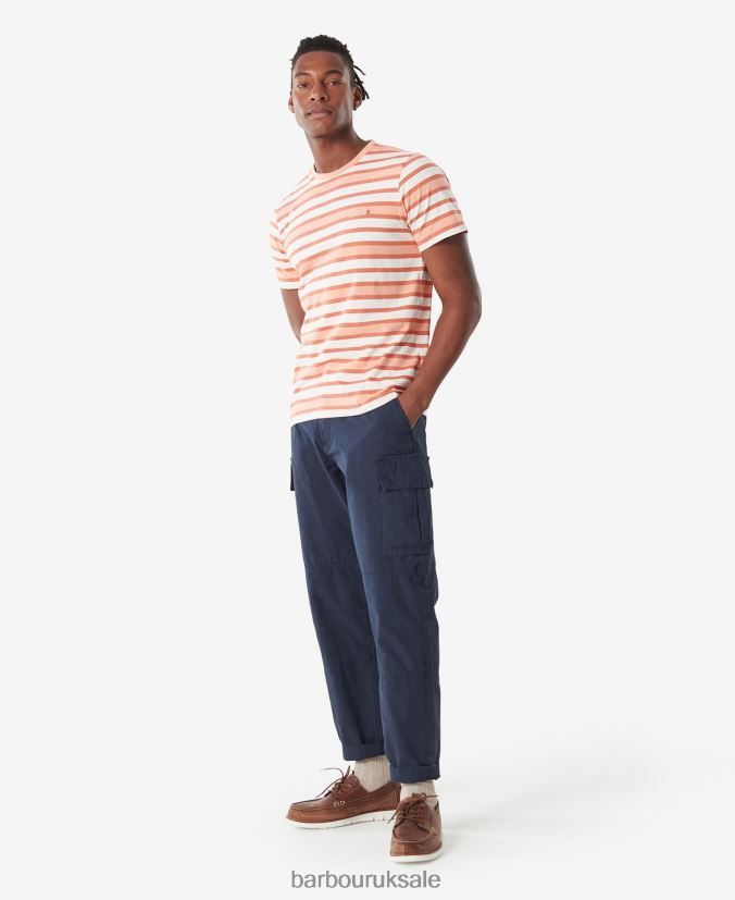 Crundale Stripe T-Shirt Barbour Men R08LB6795 Clothing Faded Orange