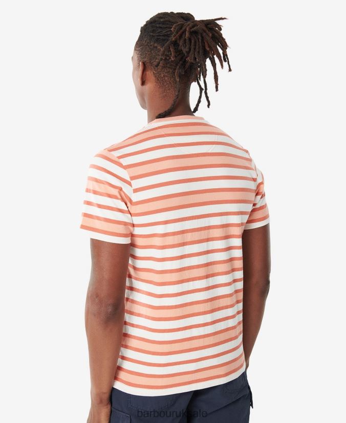 Crundale Stripe T-Shirt Barbour Men R08LB6795 Clothing Faded Orange